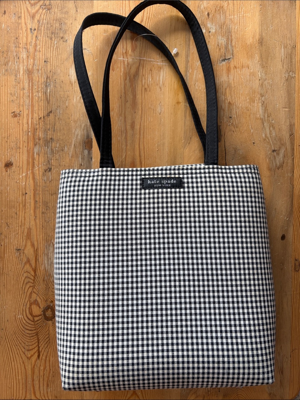 Kate Spade Black and White Gingham Vintage Tote